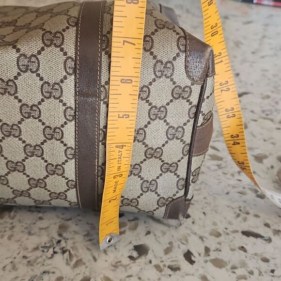 Gucci Sherry Line Brown Monogram Canvas Boston Bag With A Vintage, Rare Charm - Picture 13 of 13